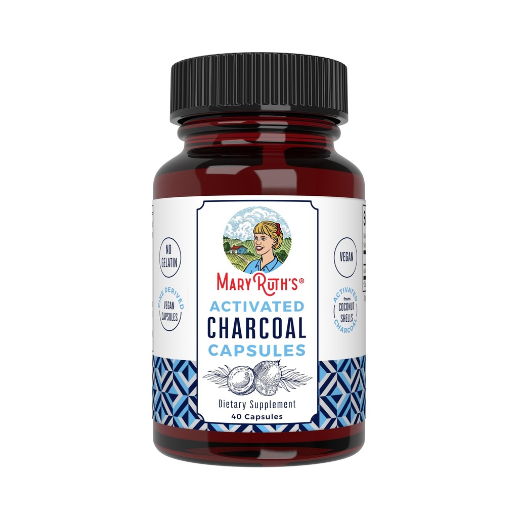 MaryRuth Organics Activated Charcoal Capsules | Substance Adsorption | abgeleitet von Coconut Shells | Vegan Capsules from Pine Trees | Non-GMO | Gluten Free | 40 Count