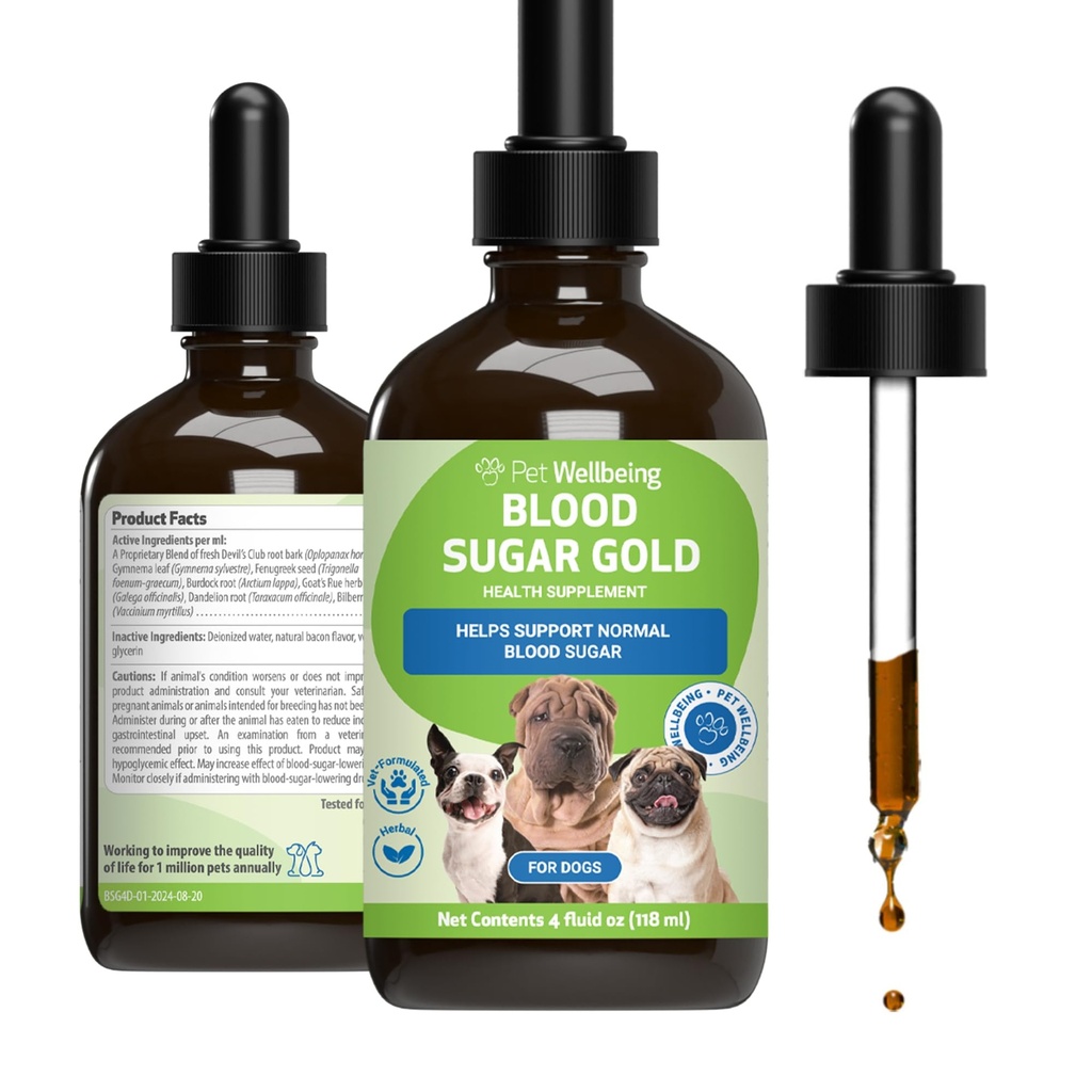 Pet Wellbeing - Blutzucker-Gold-Wert-Größe für Hunde & Katzen - Natürliche Unterstützung für gesunde Blutzucker-Level in Ihrem Tier mit Diabetes - 4 oz (118ml)