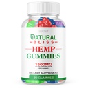 Natural Bliss Gummies - Offizielle Formel - Natürliche Bliss Hanf Gummies Premium Blend NaturalBliss Gummies 25mg Hanf pro Gummy, 1500mg Hanf pro Flasche Erweiterte Formel Hanf Extrakt Gummy (60 Gummi)