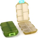 2PCS organisateur de pilules mignon, boîte à pilules de voyage, petit contenant de cas de pilule, organisateur de médicaments pour la chasse, avec 10 compartiments pour différents médicaments