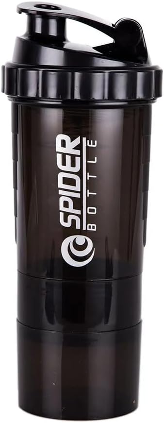 5 In 1 Protein Shaker Bottle - Professionelle Serie Shaker Bottle für Protein Shakes And Pre Workout Gym Bottle,With Powder Storage,Pill Tray,Mixing Ball,Shakes Cup (schwarz)
