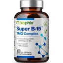 biophix Super B-15 100 Veggie Caps - Niacin Calcium Choline Inositol DMG TMG - Unterstützt gesunde Sauerstoff-Energieniveaus