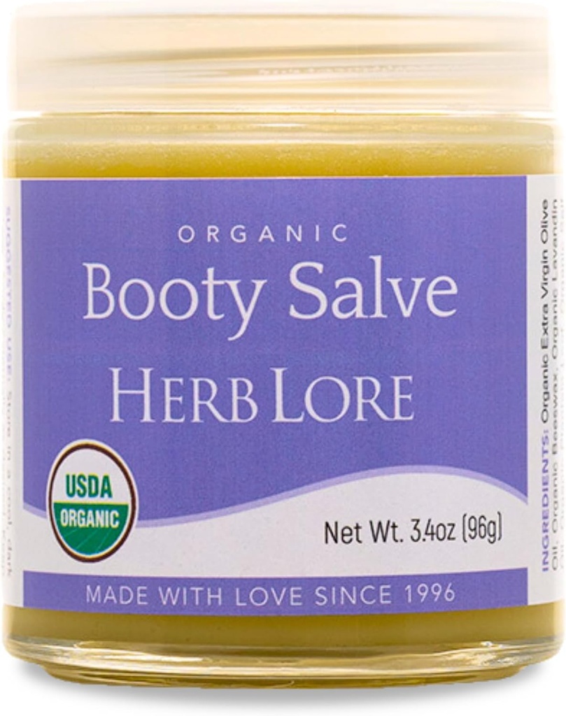 Herb Lore Organic Booty Salve – Natürliche wohltuende Salbe – Kräuter Komfortcreme für empfindliche, reizende Bereiche und Juckreiz (3,4 Unzen)