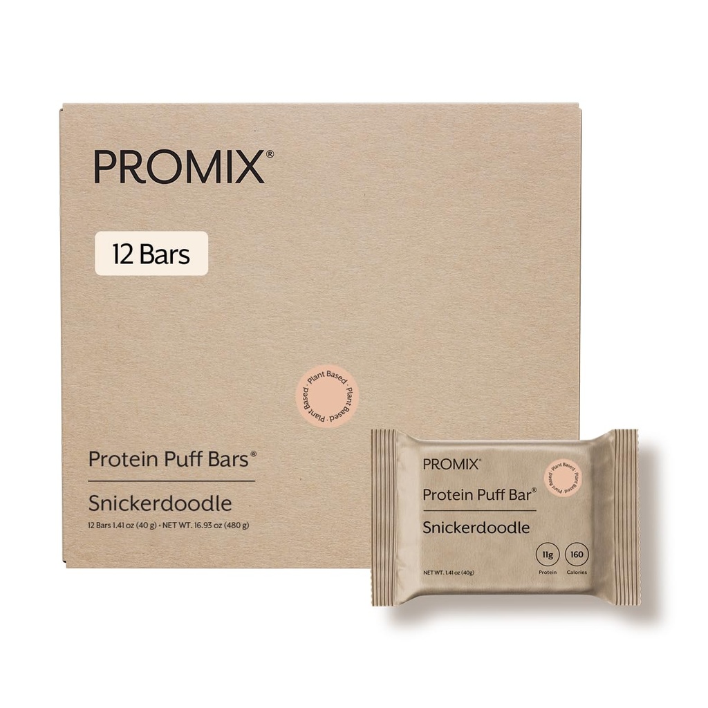 Promix Nutrition Puff Bars de protéines véganes à haute teneur en protéines, traitement croustillant de Marshmallow à faible teneur en calories