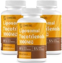 Liposomal Tocotrienols 1000mg - Hohe Bioverfügbarkeit Vitamin E Tocotrienols Supplements,95% Delta & 5% Gamma Tocotrienol Kapseln unterstützen Haut,Bone,Antioxidant,180 Softgels