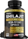 Resin-Potency Shilajit Capsules (50% Fulvic Acid) - 500mg Max Potency Extract - Organic Shilajit - Made in USA - 85+ Trace Minerals - Monatliche Lieferung - 60 Zähler
