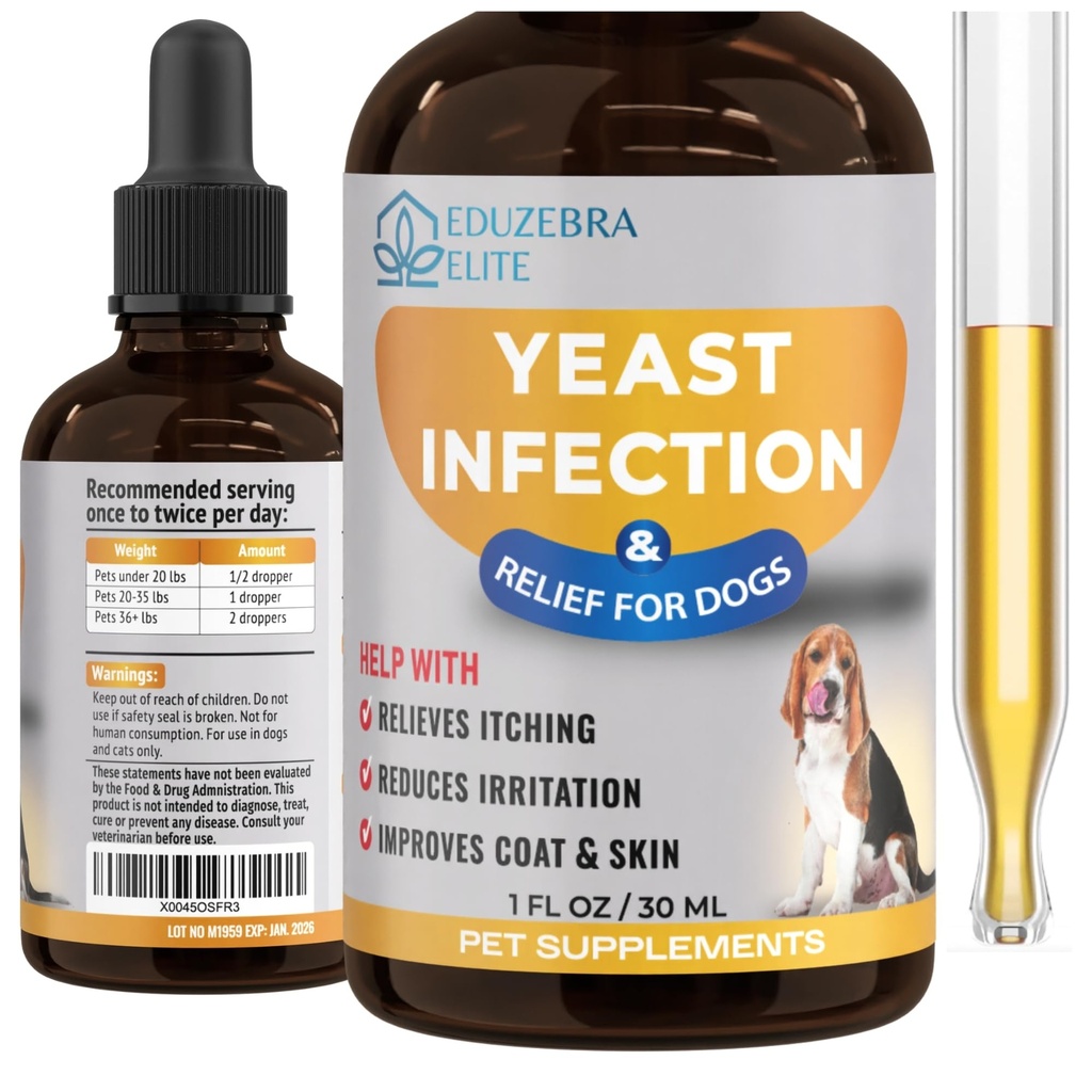 Hefe-Infektion Behandlung für Hunde - Reduziert Irritation & Entzündung - beruhigende Itch Relief, Ohr Infektion Behandlung