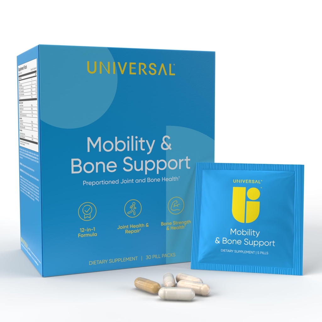 Mobility & Bone Support Daily Multivitamin - 12-in-1 Knochen, Knie, Knorpel, Ligament, Joint Supplement für Frauen und Männer, Collagen, Turmeric, Glucosamine Chondroitin MSM Kapseln - 30 Vitamin Packs