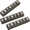 Wöchentlicher Pillen-Organisator - (Pack mit 3) Extra große Vitamin-Container mit Jumbo einfach zu lesen Buchstaben, BPA kostenlos - Tägliche Reise 7-Tage-Medizin Pillen-Kasten, (Schwarz)
