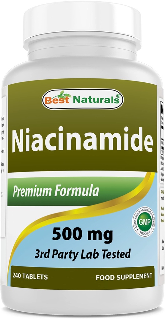 Best Naturals Niacinamide 500mg 240 Tabletten (für Vegetarisch geeignet) - Nicht-Flushing Form von Niacin (Vitamin B3)
