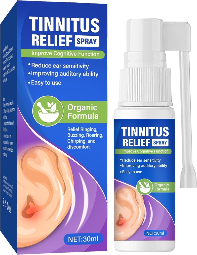 Tinnitus Rêliêf für Ringing Ears, Effektive Tinnitus Rêliêf Spray für Tinnitus-Behandlung, Ohr Wax-Entfernungsspray für Rêliêves Tinnitus, Ear Back, Ear Discomfort und Earache, 30 ml