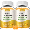 2 Pack Acetyl L-Carnitin-Ergänzung, Natürliche Nahrungsergänzung für Boost Energy, Immunität, Vegan, Orange Flavor, 120 Count