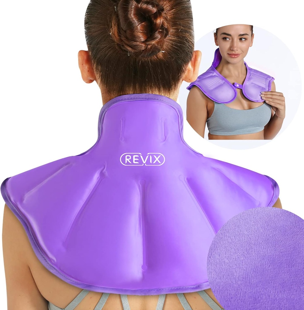 REVIX Shoulder Ice Pack Reusable Large Neck Shoulder Ice Pack Wrap für Obere Rückenreife, beruhigende Unglück und Müdigkeit, Lila