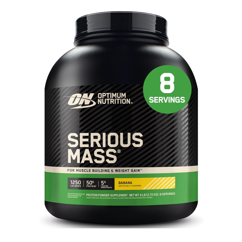 Alimentation optimale Masse grave, poudre de protéines gaineuses de poids, gaineur de masse, vitamine C et zinc pour le soutien immunitaire, créatine, banane, 6 livres (paquetage mai Vary)