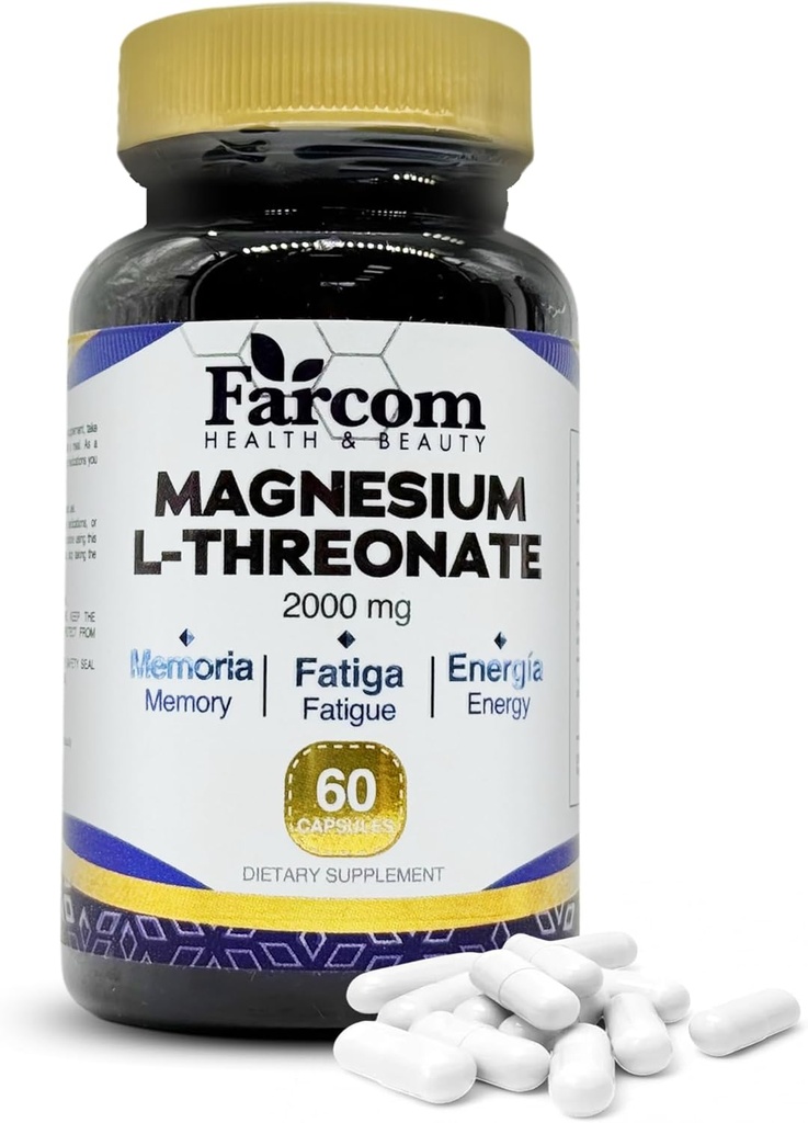 Gélules de magnésium L-Thréonate, mémoire améliorée, stabilisation des émotions, ralentissement des maladies neurologiques. 60 Capsules de magnésium L-Thréonate.