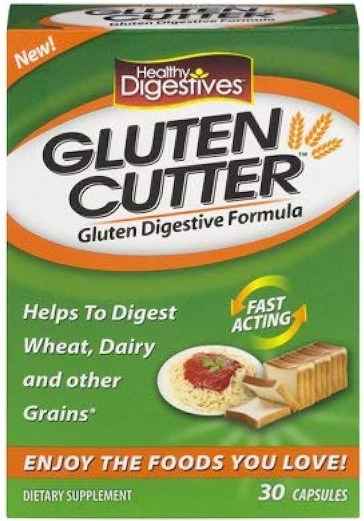 Gesunde Digestives Gluten Cutter Enzym Formel - Hilft, Ihre Körper Gluten Verdauung und Assist in Breaking Down Wheat, Dairy und andere Getreide - 30 Servierungen, Kapseln (Pack von 3) KC#CIE
