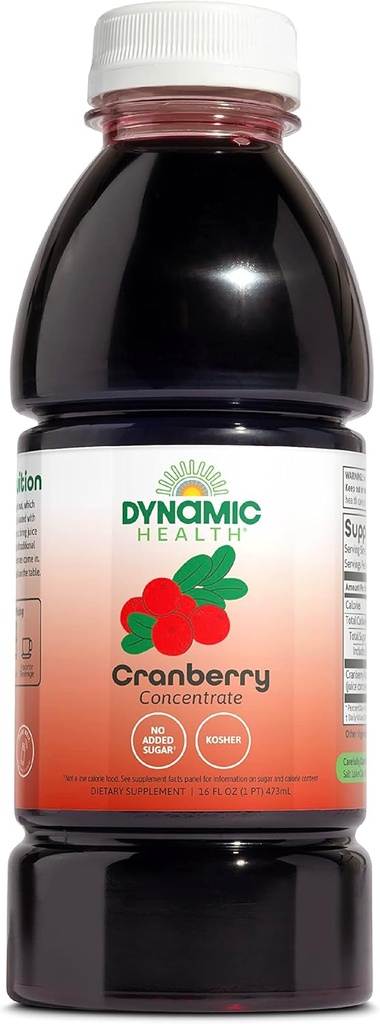 Dynamische Gesundheit reine Cranberry Unsweetened 100% Juice Konzentrat, Natürliche Antioxidantien-Ergänzung, keine Zusätze, kein Zucker, keine Konservierungsstoffe, 16 Servierungen, 16 Unzen