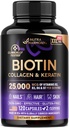 Biotin | Collagen | Hyaluronsäure | Keratin - Klinisch getestet Beilage - Haarwachstumsunterstützung, Haut und Nägel - 25000 mcg Vitamine B2, B3, B6 & B7 + B1 - Made in USA - Frauen & Männer | 120 Kapseln