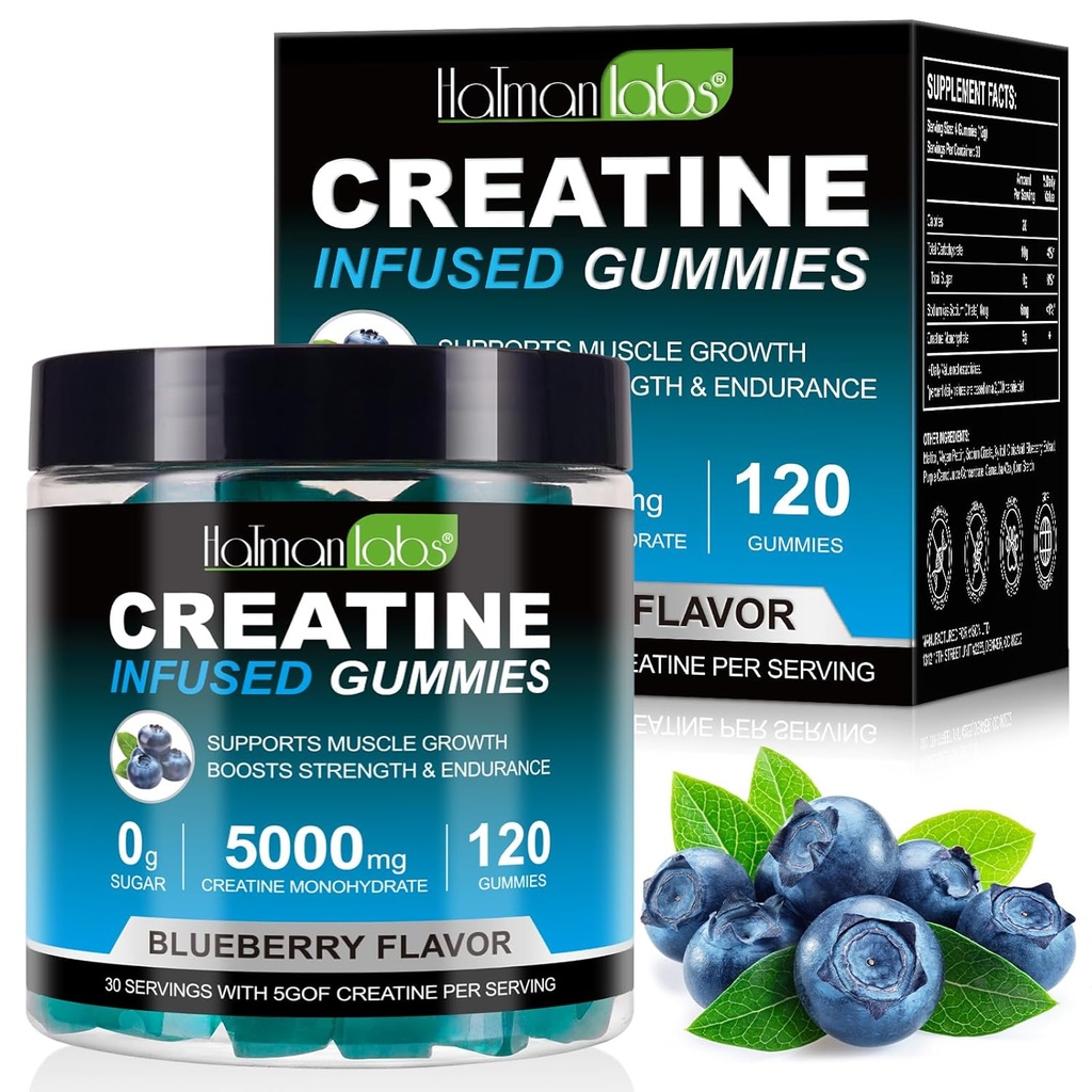 Creatine Gummies für Männer & Frauen - 120 Count, 5000mg Creatine Monohydrate, Zero Sugar, Muskelwachstum & Stärke Booster, PreWorkout Energy Supplement