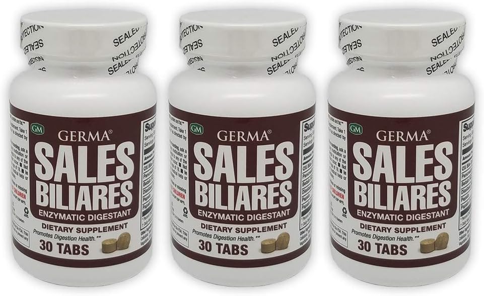 Germa Bile Salz Natürliche Nahrungsergänzung. Enzymatic Digestant. Aids in The Digenstion of Starch, Protein and Fat. 30 Tabletten. Pack von 3