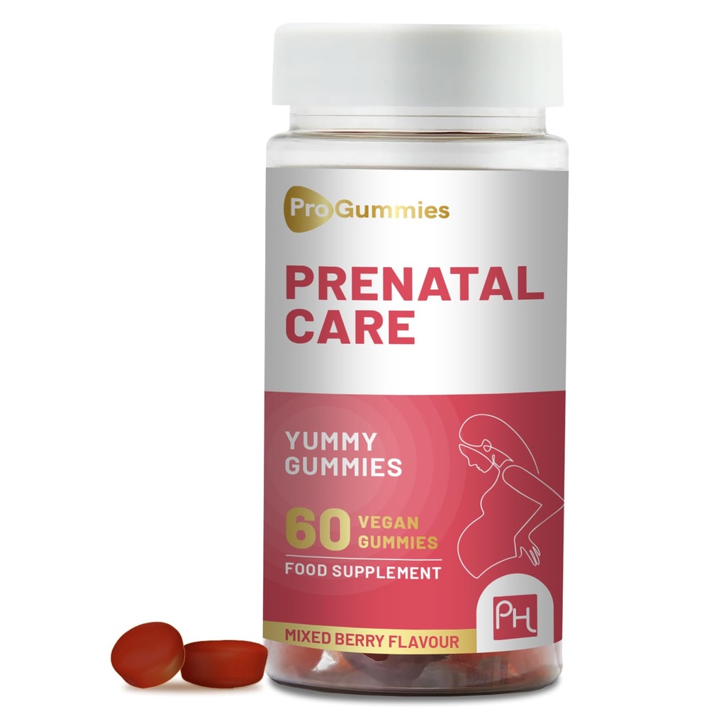 Soins prénatals Gommies de 60 Végétaux Pro Gommies de 60 Vitamines Yummy avec Vitamines prénatales essentielles et minéraux de 400 mcg Acide folique de 400 mcg Vitamines pour les femmes par Prowise