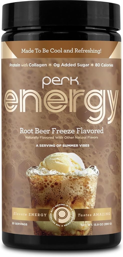 Perk Energy Original Root Beer Freeze Flavored (20 Servierungen) - Glutenfrei, Sojafrei und Erdnussfrei