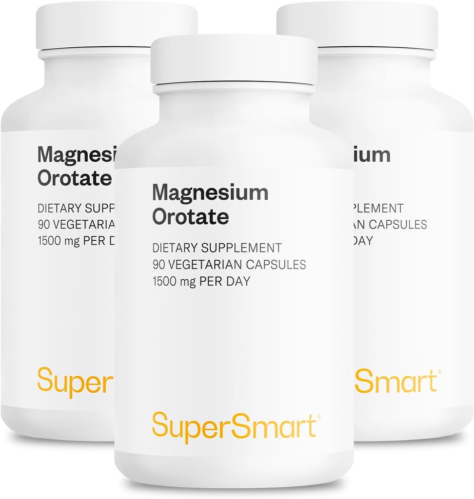 SuperSmart - Magnesium Orotate 1500mg per Day - High Absorption Magnesium Supplement | Non GMO & Gluten Free - 90 * 3 Vegetarian Capsules