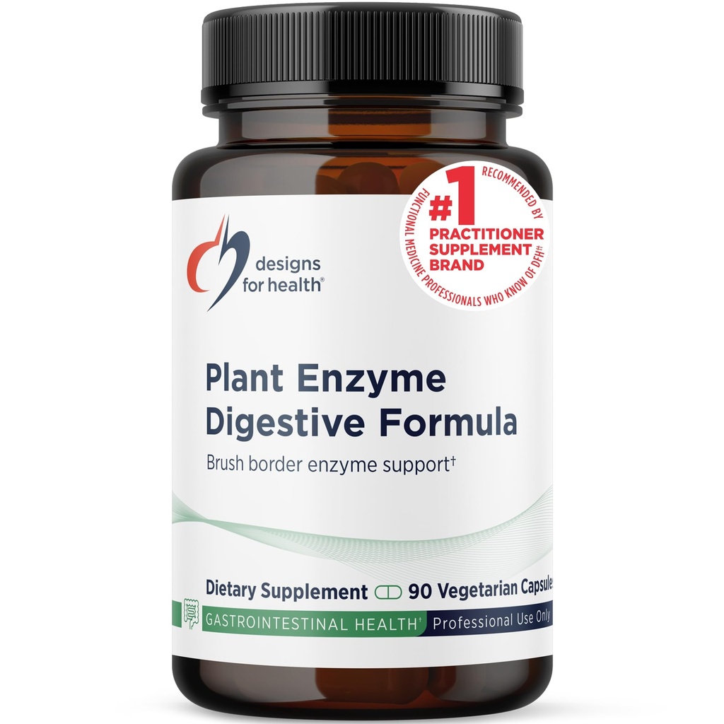 Designs for Health Plant Enzyme Digestive Formula - Vegetarian Digestive Enzymes Supplement - Guter Support mit Hemicellulase, Protease + More - May Support Occasional Gas + Bloating (90 Kapseln)