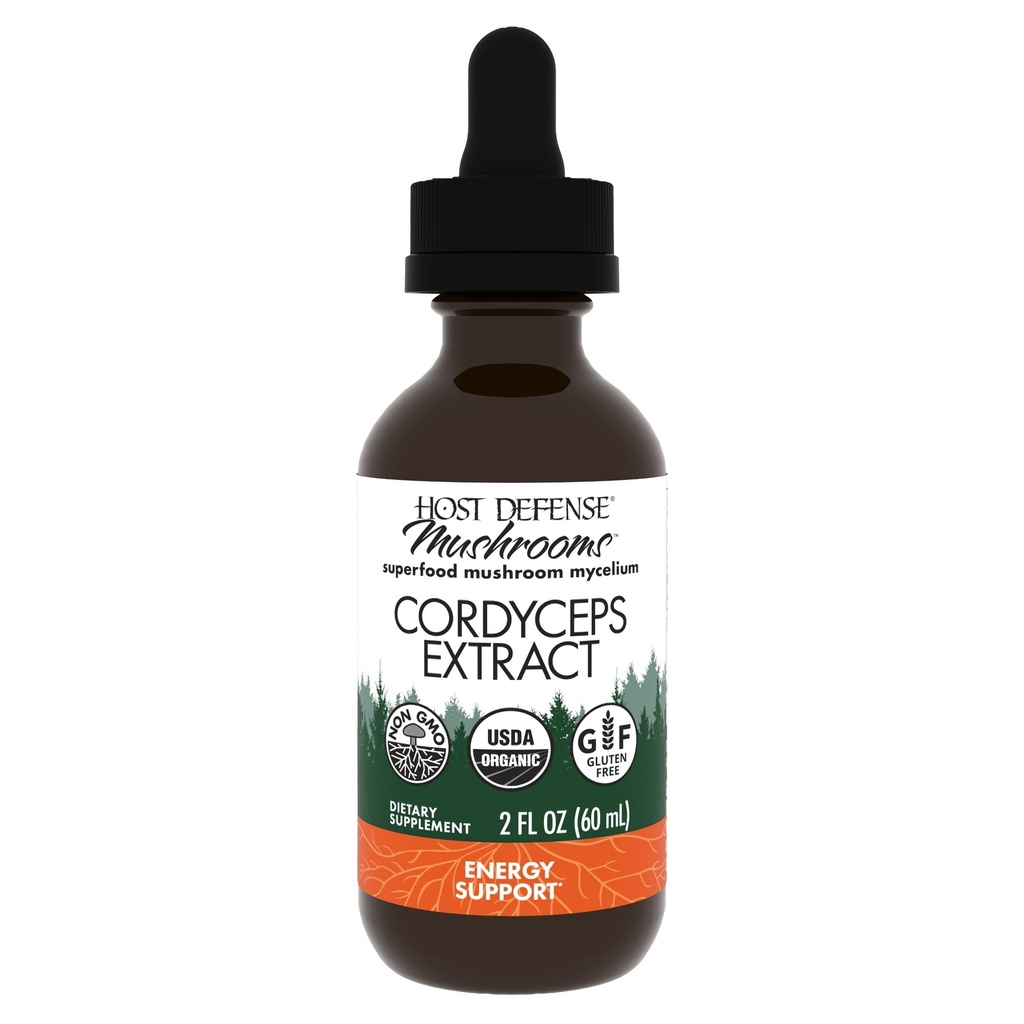 Host Defense Cordyceps Extract - Immun- & Energie-Supplement - Nierengesundheits-Ergänzung mit Cordyceps - Fitness-Unterstützung zur Unterstützung der Sauerstoffaufnahme - 2 fl oz (60 Servietten)*