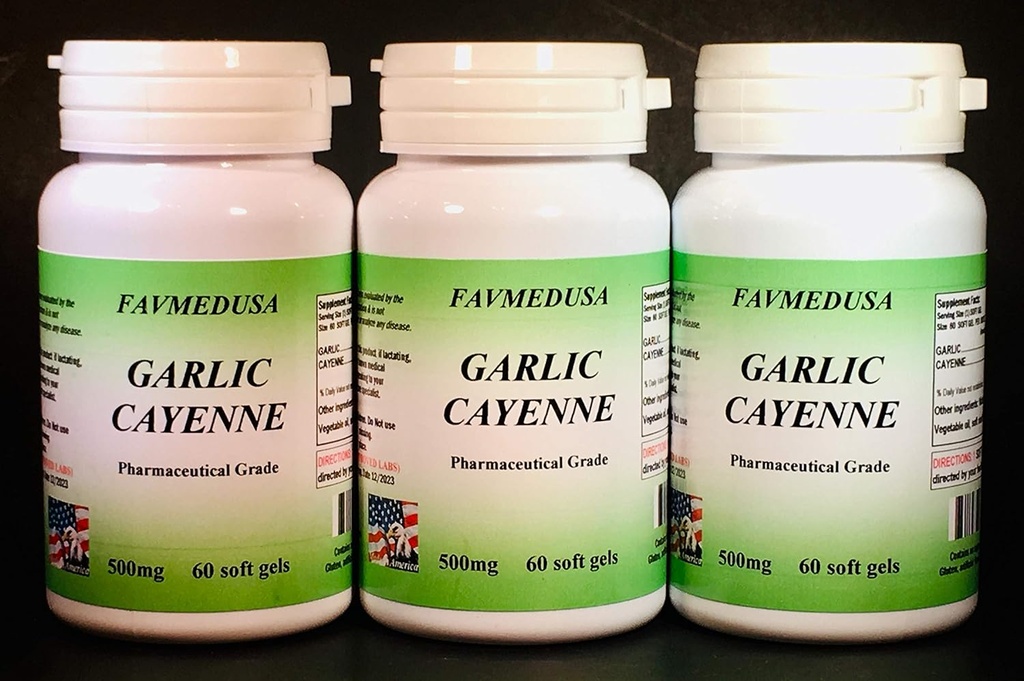Garlic Cayenne, Made in USA - 180 (3x60) softgels