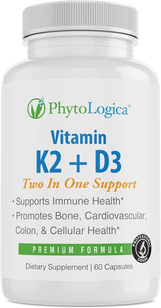 Vitamin D3 K2 5000 IU Ergänzung mit Calcium, Glutenfrei, Non-GMO-Formel, hohe Potenz, Knochengesundheit, Herzgesundheit, Immununterstützung, 60 Kapseln