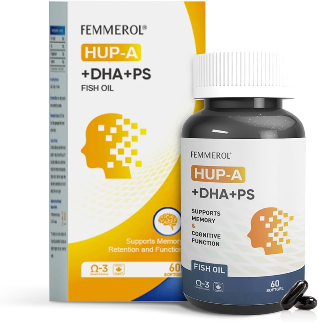 Phosphatidylserine 120mg Omega 3 DHA 60 Softgels mit Huperzine A für die älteren Kinder Gehirn Gesundheit und kognitive Unterstützung Beilagen - Verbesserung der Gehirnfunktion Phosphatidylserin mit DHA