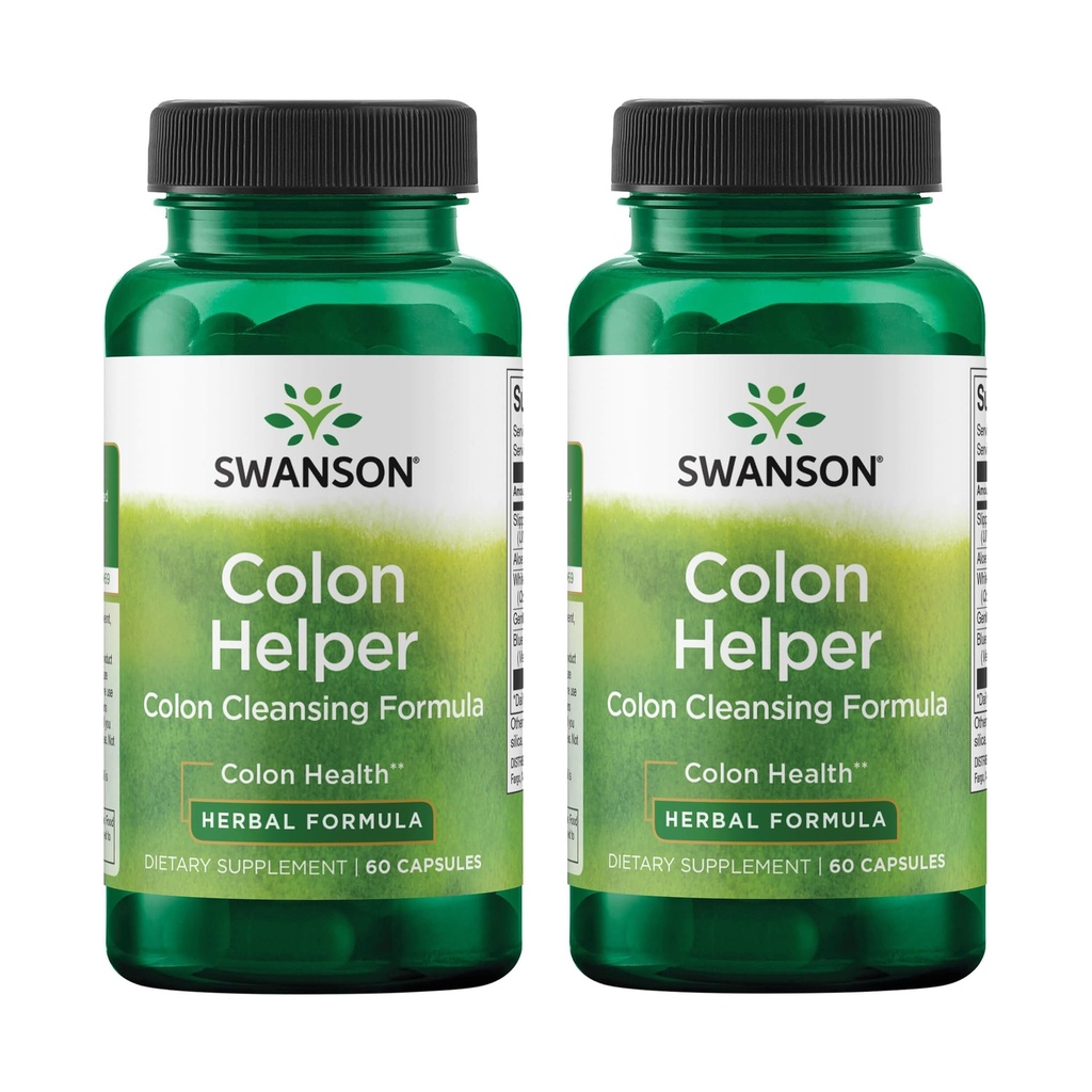 Swanson Colon Helfer - Fördert Verdauungs-Gesundheit mit Vervain, Goldenseal Wurzel, Slippery Elm Bark & More - Kräuter-Ergänzung hilft gesunde Eliminationen - (60 Kapseln) (2 Packung)