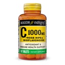 MASON NATURAL Vitamine C 1000 mg Plus Rose HIPS et Complexe Bioflavonoïdes - Supporte un système immunitaire sain, antioxydant et nutritif essentiel, 90 comprimés