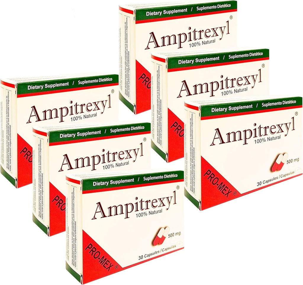 500mg x 6 Pack - Kräuter Immununterstützungsergänzung Promex Ampitrexyl; 30 Kapseln jeder (180 Kapseln insgesamt)