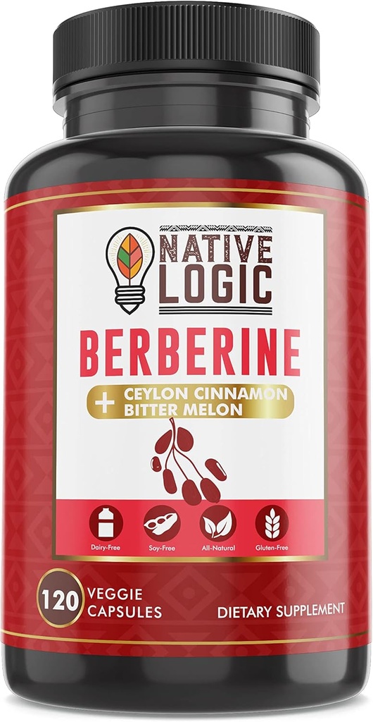 Berberine HCL 1200mg mit Ceylon Cinnamon, Bitter Melon und Green Tea Extract | Unterstützt Herz-Kreislauf- und GI-Gesundheit mit Immunsystem-Unterstützung – 120 Kapseln