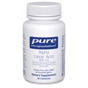 Encapsulations pures Acide alpha lipoïque 400 mg de supplément ALA pour le soutien du foie, les antioxydants, la santé nerveuse et cardiovasculaire, les radicaux libres et le soutien aux glucides*