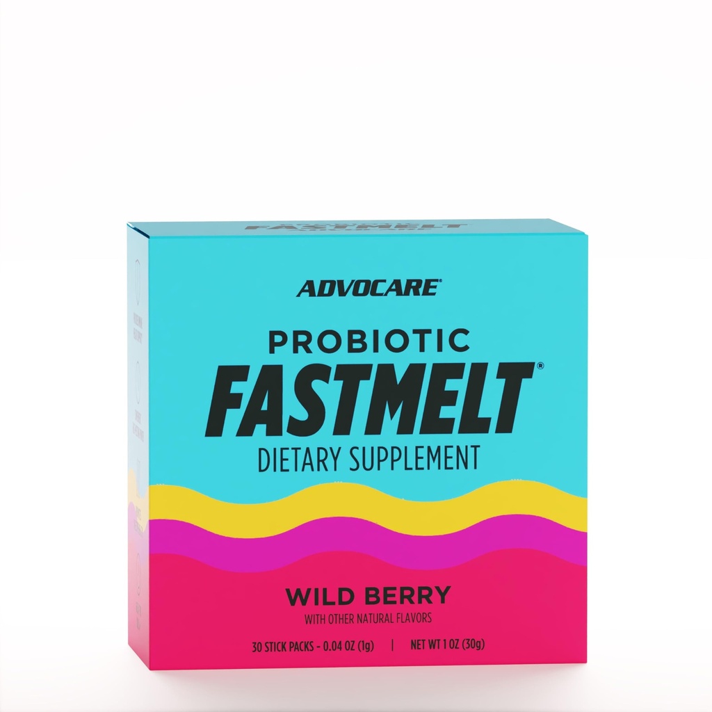 AdvoCare Probiotic Fastmelt - Premium-Diätsergänzung für Gut, Immunsystem & Heart Health Support* - Wild Berry, 30 Stick Packs