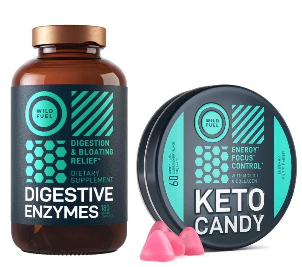 WILD FUEL Keto Candy avec huile MCT et collagène et enzymes digestives avec groupe probiotique et prébiotique