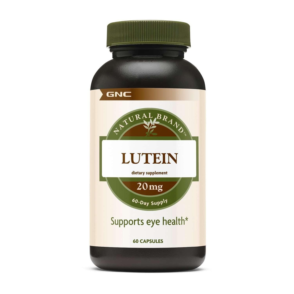 GNC marque naturelle Lutein 20mg, soutient la santé des yeux, 60 capsules