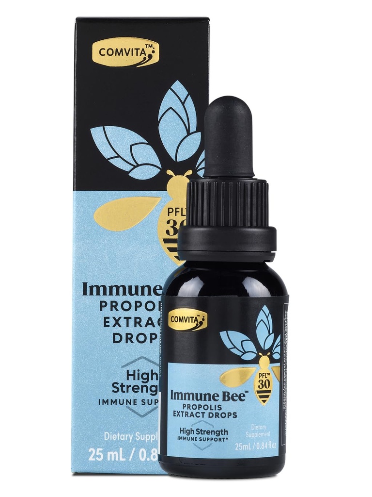 Comvita Extra Strength Bee Propolis Extract - Natürliche Immununterstützung, Tropfen für Mundgesundheit, Propolis Flüssigkeit, Hilft beruhigen Throat, Alkoholfrei - PFL 30, 0.8 fl oz Glasflasche