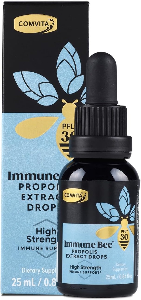 Comvita Extra Strength Bee Propolis Extract - Natürliche Immununterstützung, Tropfen für Mundgesundheit, Propolis Flüssigkeit, Hilft beruhigen Throat, Alkoholfrei - PFL 30, 0.8 fl oz Glasflasche