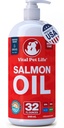 Huile de saumon pour chiens et chats - Skin & Coat Healthy, Huile de poisson, Omega 3 EPA DHA, Complément alimentaire liquide pour animaux de compagnie, tout naturel, soutient la santé des articulations et des os, l'allergie naturelle et la défense de l'inflammation, 32 oz