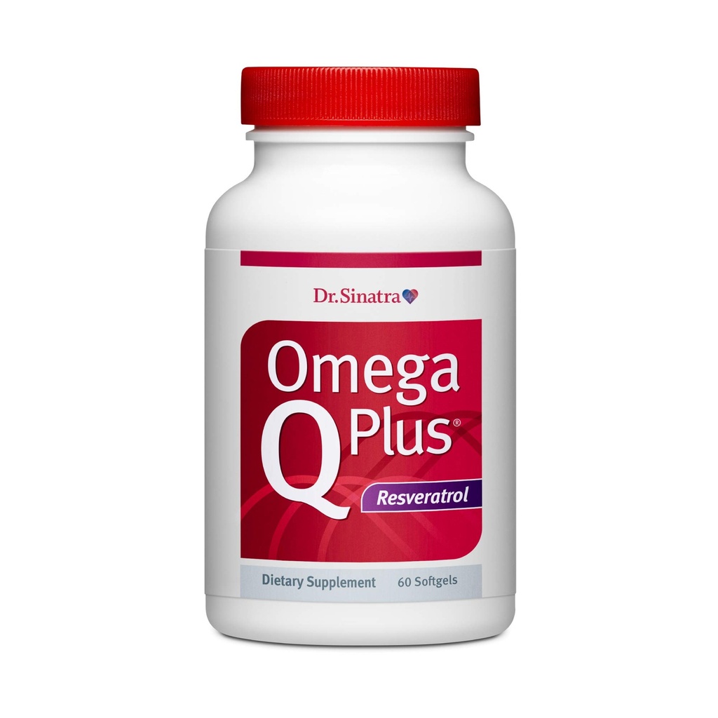 Dr Sinatra Omega Q Plus Resveratrol - supplément Omega-3 avec CoQ10 et Resveratrol - favorise la santé globale du cœur et du corps pour vous aider à bien vieillir (60 softgels)