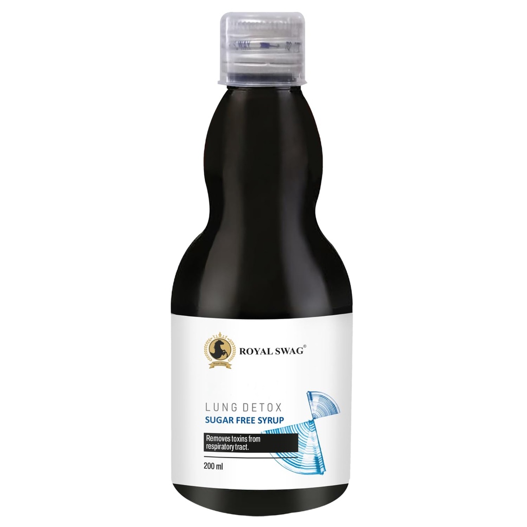 ROYAL SWAG Ayurvedic Lung Detox Sirop 200 ml Supplément à base de plantes avec des extraits naturels Tulsi, Mulethi, Vasava, Pippali et Turmeric.