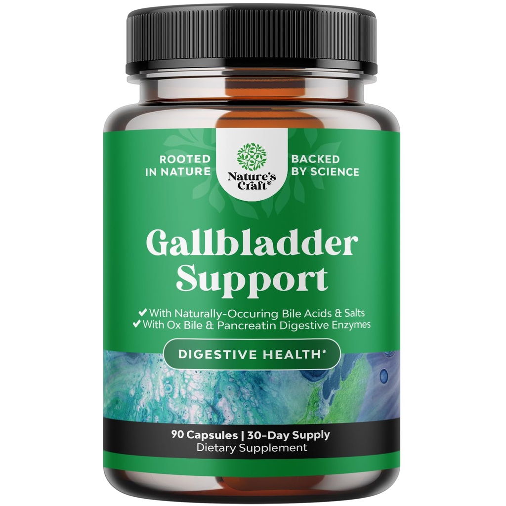 Gallbladder unterstützen Verdauungsenzyme mit Ox Bile - gereinigte Ox Bile Salze für keine Gallbladder & Pancreas Cleanse, Detox & Repair - Verdauungsergänzung mit Pancreatin & Chanca Piedra - 90 Kapseln