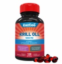 Huile de krill de l'Antarctique 1000mg, supplément Omega 3, EPA, DHA, Phospholipides et Astaxanthin- 120 Softgels