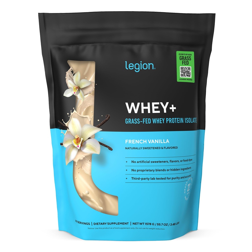 RECHT Whey+ Protein Whey Isolate von Grass Fed Cows - Whey Protein Isolate Powder Low Calorie, Non-GMO, Sugar Free, Lactose und Glutenfrei, Alle natürlichen Proteinpulver für Männer & Frauen (60 Servierungen)