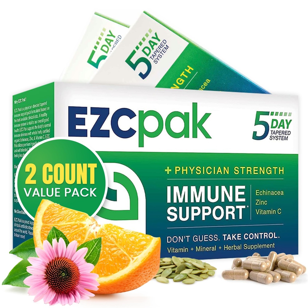 EZC Pak 5-Day Tapered Immun Support Booster - Vitamin Immun Support Supplement, Echinacea, Zink Vitamin C, Immun Boosters für Erwachsene - Immununterstützung Vitamine (Pack von 2)