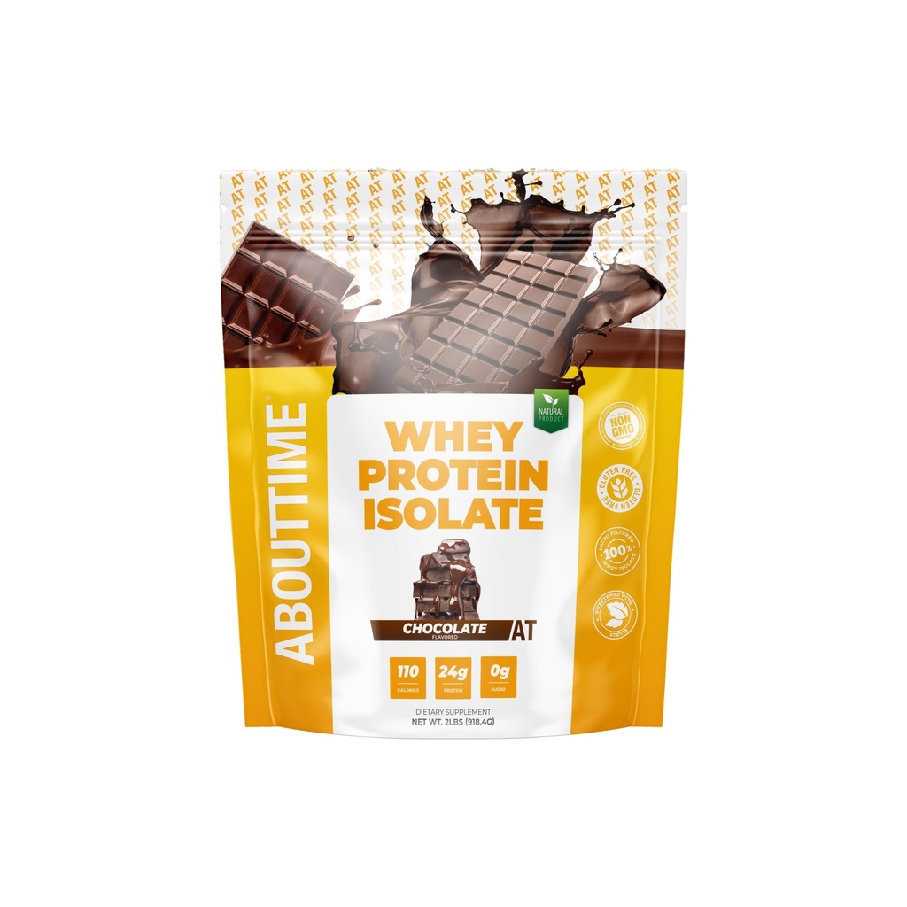 Au sujet du temps Whey Protéine Isolate Poudre 24g Chocolat, Ingrédients naturels, Non-OGM, Sans gluten, Sans lactose, Zéro sucre, faible teneur en glucides, 32 portions